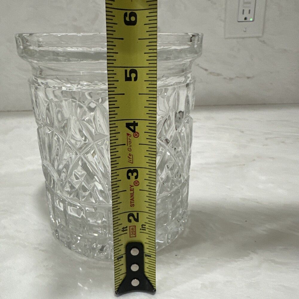 Pair Crystal Clear Industries 24% Lead Crystal Jar - Edinburgh Pattern 5” Star - Picture 9 of 9